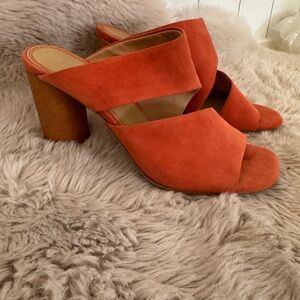 Splendid orange cork heel Suede Mules size 8 like new condition